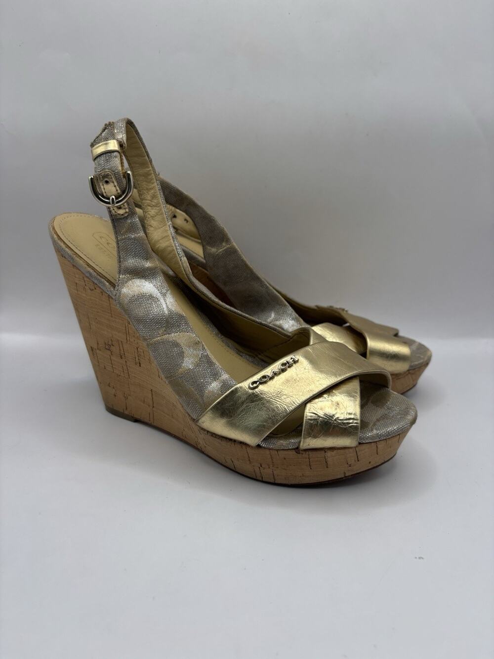 Coach Jessy Wedge Gold Wedges Women Size 8